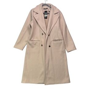 Boohoo Stitch Detail Oversized Wool Look Coat Stone Size 8| Minimalist Coquette